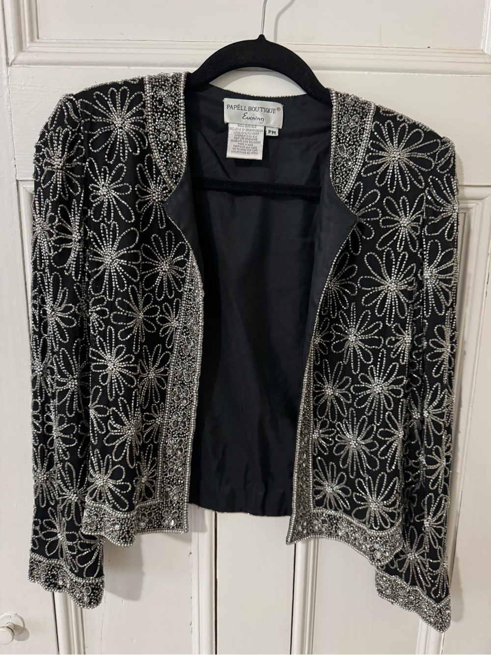 Papell Boutique Evening Black Beaded Jacket